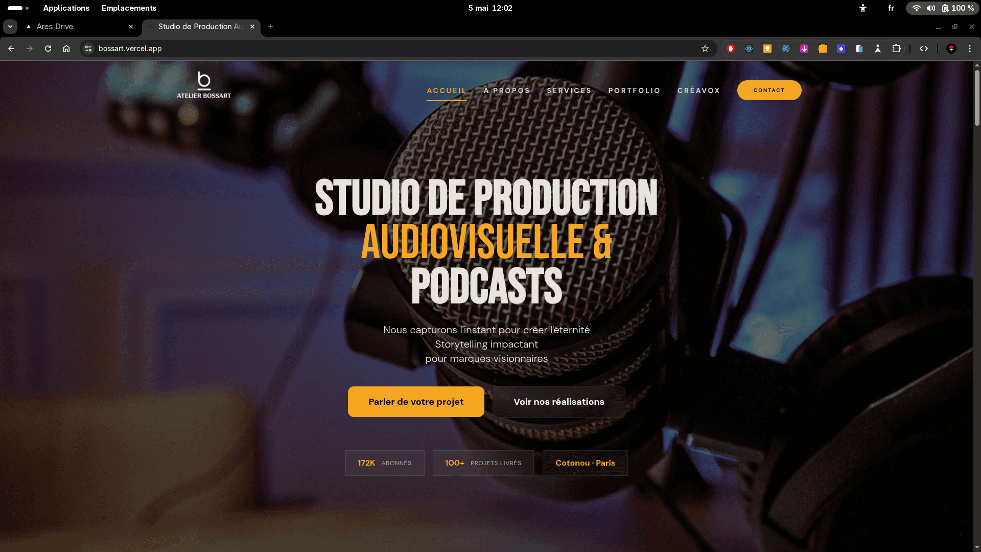 Atelier Bossart — projet réalisé par Clovis Ahouandjinou, développeur front-end freelance