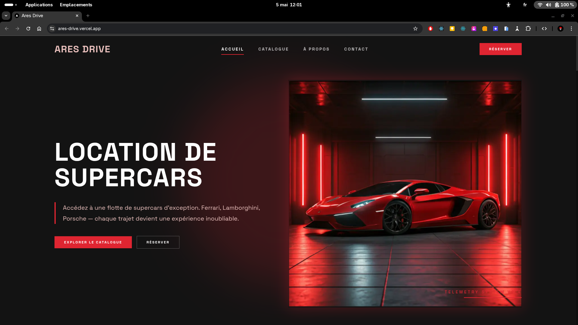 Capture du hero du projet Ares Drive